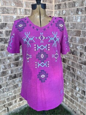 Double D Ranch Embroidered V-Neck Women's Open Shoulder Top
